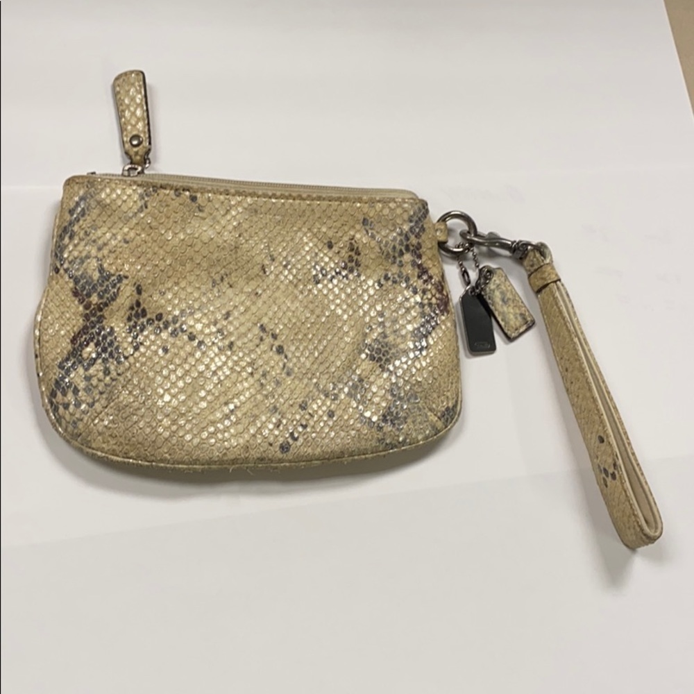 Coach Python Snakeskin Embossed Large Zip Wristlet - image 2